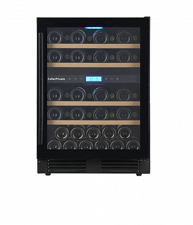 Cellar Private винный шкаф встраиваемый, двухзонный на 43 бутылки (CP043-2TB) чёрный