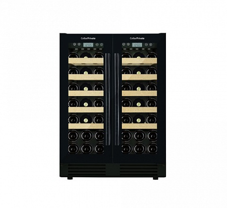 Cellar Private винный шкаф встраиваемый, двухзонный на 42 бутылки (CP042-2TB) чёрный