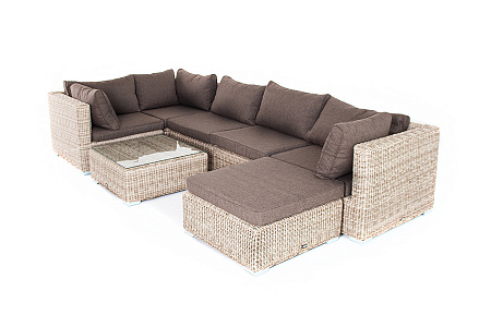 "Лунго" модуль диванный угловой с подушками, цвет бежевый