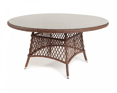 "Эспрессо" плетеный круглый стол, диаметр 150 см, цвет коричневый