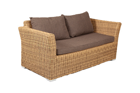 "Капучино" диван из искусственного ротанга двухместный, цвет соломенный