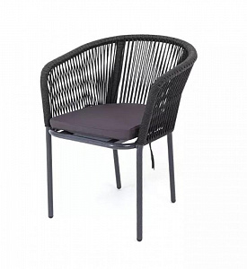 "Марсель" плетеный стул из роупа (веревки), каркас темно-серый, цвет темно-серый