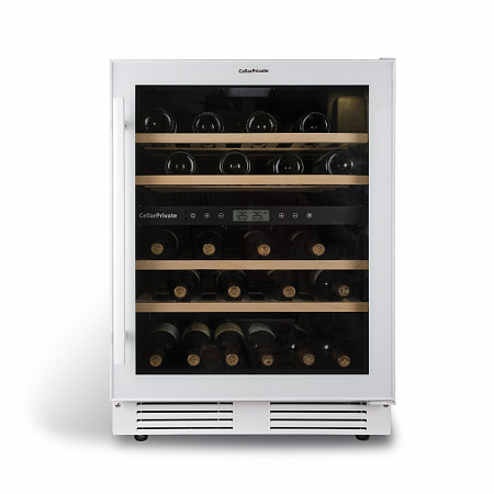 Cellar Private винный шкаф встраиваемый, двухзонный белый на 44 бутылки (СР043-2ТW)