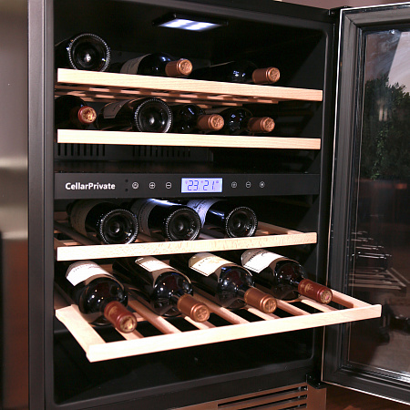 Cellar Private винный шкаф встраиваемый, двухзонный на 44 бутылки (СР043-2Т)